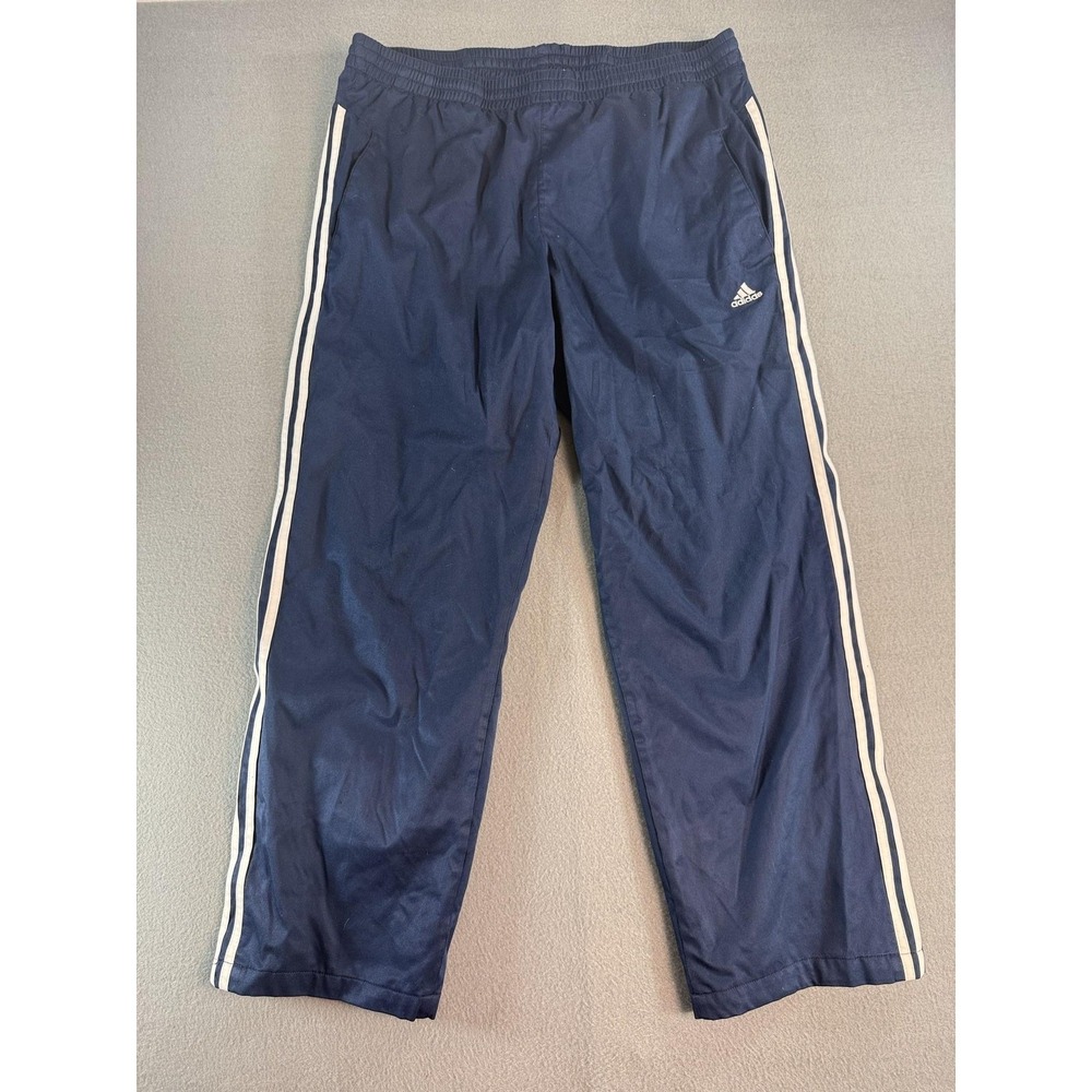 Y2k‎ Adidas Track Pants Mens L Blue Climalite Stripes Elastic Waist Athletic